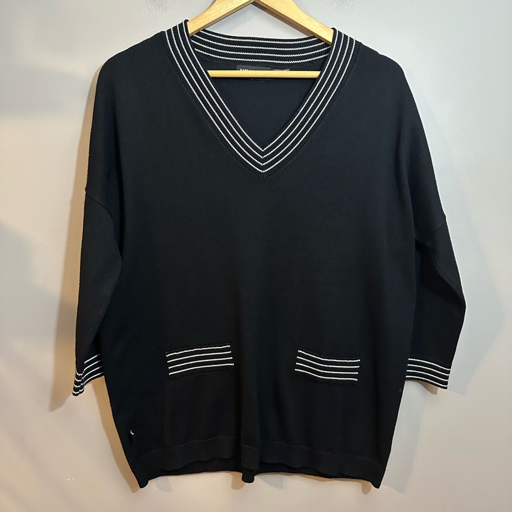 Karl Lagerfeld Paris Women’s V-neck Sweater in Black Size Medium